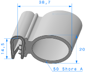 Profil 1890000  - Pince PVC armé + Bulbe lat. compact EPDM - Rlu 25m