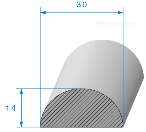 Profil 1062000 - EPDM Cellulaire - 1/2 rond 30mm - Rlu 25m