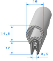 Profil 1422000 - Pince PVC Arm avec Bulbe EPDM Cellulaire - Rlu 50m