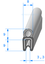 Profil 1825000 - Pince EPDM Arm avec Bulbe EPDM Cellulaire - Rlu 50m