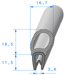 Profil 1440000 - Pince pvc Arm avec bulbe EPDM cellulaire  - Rlu 50m
