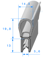 Profil 1964000 - Pince EPDM Arm +Bulbe EPDM Cellulaire sup-Rlu 25m