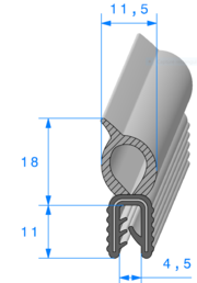 Profil 1574000 - Pince EPDM Arm avec Bulbe EPDM Cellulaire - Rlu 50m