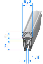 Profil 1815000 - Pince EPDM Arm avec Bulbe EPDM Cellulaire-Rlu 100m 