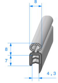 Profil 1724000 - Pince EPDM Arm avec Bulbe EPDM Cellulaire - Rlu 50m